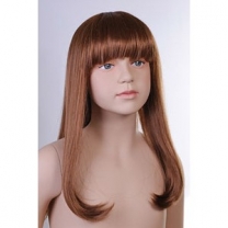 Парик детский, искусственный, для девочки, с челкой, длинные пряямые волосы, цвет золотистый шатен. MD-YS-9025C (12/27)