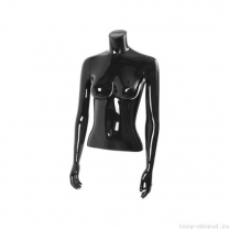 Торс женский с руками, укороченный, стилизованый, цвет черный глянец. MD-STILE 03-02G