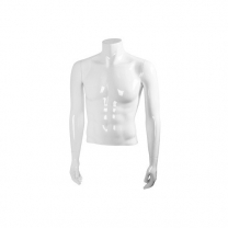 Торс мужской с руками, укороченный, стилизованый, цвет белый глянец. MD-STILE 04-01G