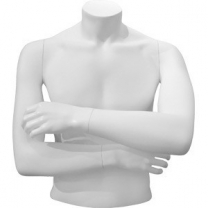 Торс мужской с руками, укороченный, стилизованый, цвет белый, руки согнуты в локтях. MD-STILE NS 100-01M