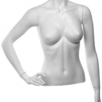 Торс женский с руками, скульптурный, укороченный, цвет белый, правая рука согнута в локте. MD-C-08-01M