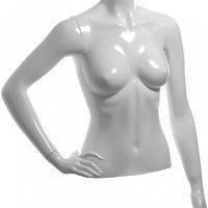 Торс женский, скульптурный, укороченый, цвет белый глянец, левая рука согнута в локте. MD-C-08-01G
