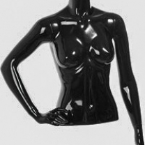 Торс женский с руками, скульптурный, укороченный, цвет черный глянец, правая рука согнута в локте. MD-C-08-02G
