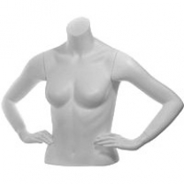 Торс женский с руками, скульптурный, укороченный, цвет белый, руки согнуты в локтях. MD-C-09-01M