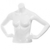 Торс женский, скульптурный, укороченый, цвет белый глянец, руки согнуты в локтях. MD-C-09-01G