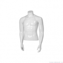 Торс мужской с руками, скульптурный, укороченный, цвет белый глянец. MD-C-07-01G