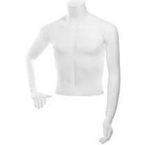 Торс мужской с руками, скульптурный, укороченный, цвет белый, правая рука согнута в локте. MD-C-13-01M