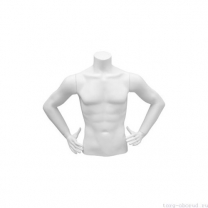 Торс мужской с руками, скульптурный, укороченный, цвет белый, руки согнуты в локтях. MD-C-19-01M