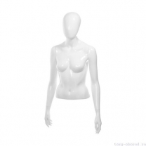 Торс женский (с головой и руками), укороченный, абстрактный, цвет белый глянец. MD-C-10-01G