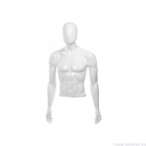 Торс мужской (с головой и руками), укороченный, абстрактный, цвет белый глянец, MD-C-11-01G