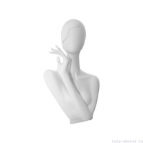 Бюст женский, стилизованный, укороченый, левая рука поднята к лицу, цвет белый матовый, MD-Head RETRO 01F-01M