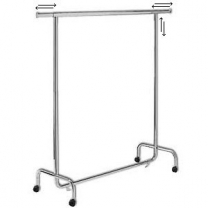 Вешало-стойка для одежды. Вешалка напольная металлическая передвижная на колесах, регулируемая, высота 1250-2000мм, цвет хром, MD-ST 010 R
