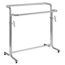 Вешало-стойка для одежды. Вешалка напольная металлическая передвижная на колесах, двусторонняя, регулируемая, высота 1100-2000мм, хром, MD-ST 070-1