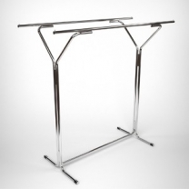 Вешало-стойка для одежды. Вешалка напольная металлическая стационарная, не регулируемая, двухсторонняя одноярусная, хром, MD-JVS-05