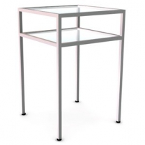 Прилавок 2-х уровневый с полками, ширина 600мм, полка матовое стекло, MD-NK 303 MGL