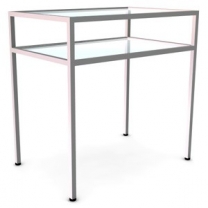 Прилавок 2-х уровневый с полками, ширина 900мм, полка прозрачное стекло, MD-NK 302 GL