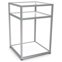 Прилавок 3-х уровневый с полками, ширина 600мм, полки матовое стекло, MD-NK 306.MGL