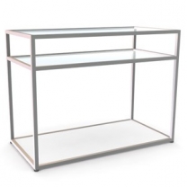 Прилавок 3-х уровневый с полками, ширина 1200мм, полки прозрачное стекло, MD-NK 304 GL