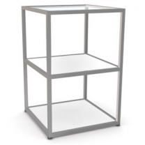 Прилавок 3-х уровневый с полками, ширина 600мм, полки прозрачное стекло, MD-NK 309.GL