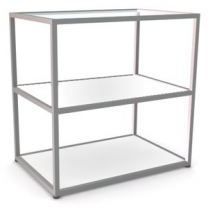 Прилавок 2-х уровневый с полками, ширина 900мм, полка матовое стекло, MD-NK 308.MGL