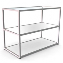 Прилавок 3-х уровневый с полками, ширина 1200мм, полки прозрачное стекло, MD-NK 307.GL