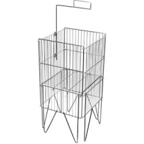 Торговая корзина для распродаж (накопитель), стационарная, сетчатая, с регулируемым дном, хром, MD-3rd 001-2