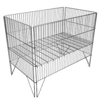 Торговая корзина для распродаж (накопитель), стационарная, сетчатая, с регулируемым дном, хром, MD-3rd 001-3