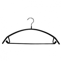 Вешалка плечики для одежды из обрезиненного металла, с перекладиной и крючками, ширина 415мм, цвет черный. MD-WS028-41