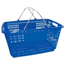 Корзина пластиковая без пластика на ручках, для магазинов и торговых залов, объем 30л, цвет синий, MD-PL-210-B