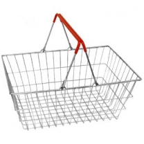 Металлическая корзина для торгового зала, объем 20л, цвет цинк/красный, MD-ТО-1.1(красн)