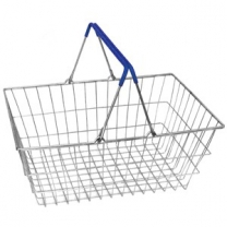 Металлическая корзина для торгового зала, объем 20л, цвет цинк/синий, MD-ТО-1.1(син)