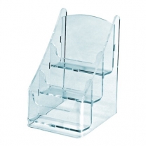 Подставка из оргстекла (пластиковая): визитница тройная, настольная, 110х150мм. OL-153