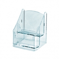 Подставка из оргстекла (пластиковая): визитница двойная, настольная, 100х115мм. OL-152