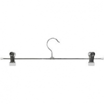 Вешалка плечики для одежды с прищепками, ширина 400мм, цвет хром/белый, MD-WS037-40-W