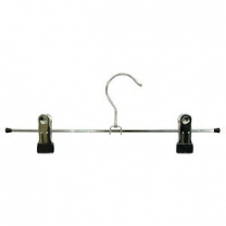 Вешалка плечики для одежды с прищепками, ширина 120мм, цвет хром/черный, MD-WS037-12