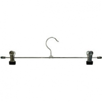 Вешалка плечики для одежды из обрезиненного металла, с прищепками, ширина 400мм, цвет хром/черный, MD-CN 038-40