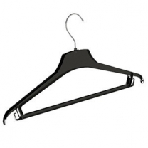 Вешалка плечики для одежды из пластика, с перекладиной и крючками,  440мм, цвет черный, размер одежды: 44-46(М), MD-KV 44-4