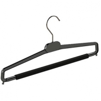 Вешалка плечики для одежды из пластика, с перекладиной с поролоном,  370мм, цвет черный, MD-BV 37-02