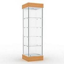 Торговая стеклянная витрина для магазина с освещением, задняя стенка зеркальная, высота 1840 мм. MD-B-1.MR