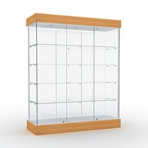 Торговая стеклянная витрина для магазина с освещением, высота 1840мм, задняя стенка стеклянная. MD-B-3 