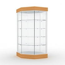 Торговая стеклянная витрина для магазина с освещением, высота 1840мм, задняя стенка стеклянная. MD-B-4 