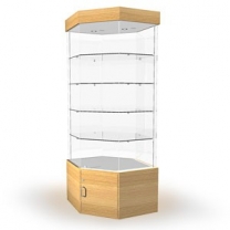 Торговая стеклянная витрина для магазина с освещением и накопителем, высота 2178мм, задняя стенка стеклянная. MD-B-04D 