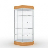 Торговая стеклянная витрина для магазина с освещением, высота 1840мм, задняя стенка зеркальная. MD-B-5.MR