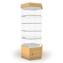 Витрина с освещением и накопителем, высота 2178мм, задняя стенка стеклянная. MD-B-05D 