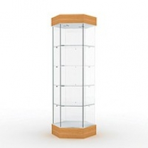 Торговая стеклянная витрина для магазина с освещением, высота 1840мм, задняя стенка зеркальная. MD-B-6.MR