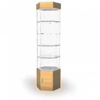 Витрина с освещением и накопителем, высота 2178мм, задняя стенка стеклянная. MD-B-06D 