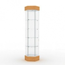 Торговая стеклянная витрина для магазина с освещением, высота 2178мм, задняя стенка зеркальная. MD-B-07 