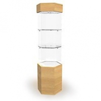 Торговая стеклянная витрина для магазина с освещением, высота 1548мм, задняя стенка зеркальная. MD-B-08.MR