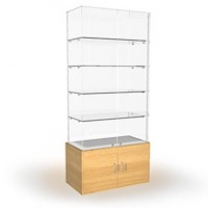 Торговая стеклянная витрина для магазина со стеклянным верхом, высота 2073мм, задняя стенка зеркальная. MD-B-02CD.MR