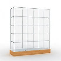 Торговая стеклянная витрина для магазина со стеклянным верхом, высота 1735мм, задняя стенка стеклянная. MD-B-3C 